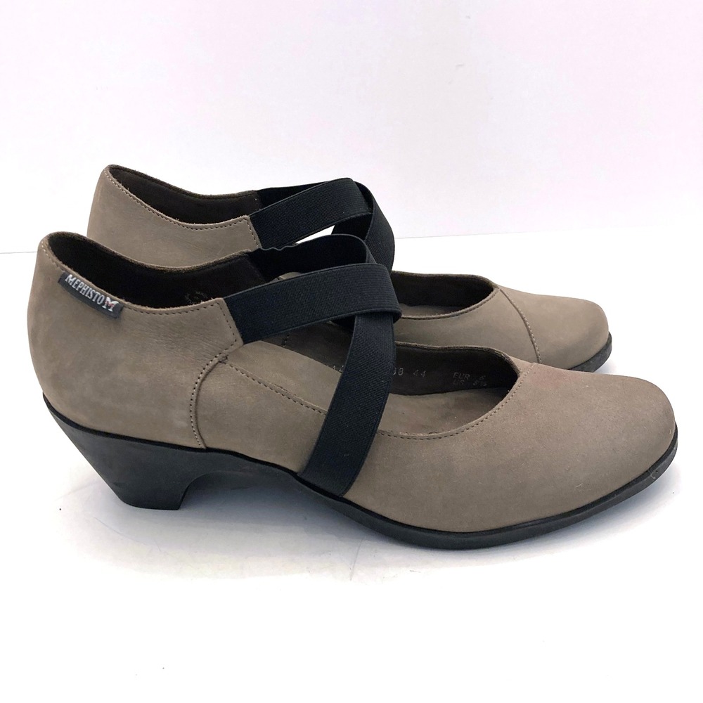 Mephisto Ielena Taupe Nubuck Leather Comftort Shoes Cross Straps Womens 8.5